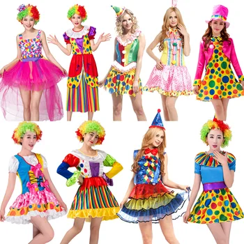 Halloween Party, Karneval Pre Dospelých Ženský Cirkus Klaun Kostým Žena Cosplay Kostým Efektné Šaty Plesové Šaty