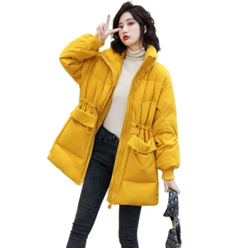 Zimné 2019 Dlhé Voľné Ženy Kabát Nadol Bundy Žena Vrchné Oblečenie Coats Teplý Kabát, Bundu, Ženy Biele Kačacie Bunda Kórejského