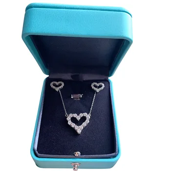 925 silver moissanite náhrdelník tvorivé Valentína nastaviť náušnice, náhrdelník srdce-tvar ženskej módy moissanite šperky