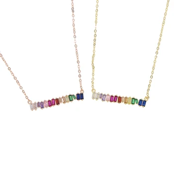 Nové trendy farebné drahokamu bar náhrdelník pendents geometrie rainbow cz choker náhrdelníky ženy vyhlásenie šperky veľkoobchod