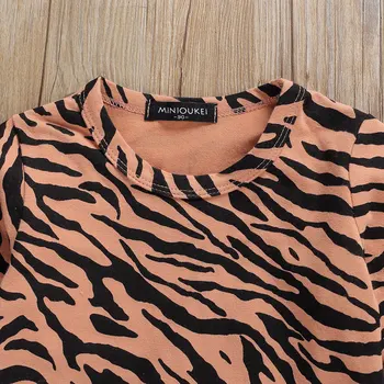 2020 Jeseň Baby Dievčatá Oblečenie Set sa Deti Deti Dlhý Rukáv Kolo Krku Leopard Zebra Vzor Top+ Elastické Opasok Nohavice 1-6T