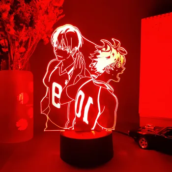 Japonský Priateľmi Anime Haikyuu Volejbal Mladistvých 3D Nočné Osvetlenie LED Manga Darček Ubytovni Spálňa Stolové Lampy Svetlá na Izbu