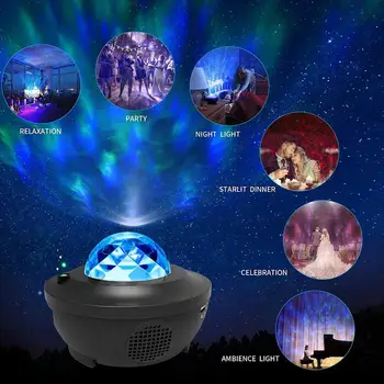 Led nočné svetlo hviezdne nebo projektor galaxy reproduktor Lampa Projekčné farby Blueteeth USB Hlasové Ovládanie Hudobného Prehrávača veselé darček