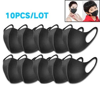 20/100 Ks 3D Fashion Čierna Maska Umývateľný elastické Strmeň Tvár Dýchacie Masky Opakovane Proti Prachu Bavlna Úst Maska Pre Dospelých