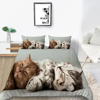 Škótsky Násobne posteľná bielizeň Set Roztomilé Mačka Módne 3D Fialová Perinu Kráľovná Kráľ Twin Plný jednoduché Dvojité Jedinečný Dizajn Posteľ Nastaviť