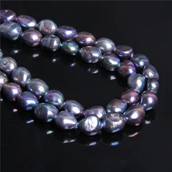 Black prírodné Sladkovodné Perly, korálky prírodné mince nepravidelný reálne umelo Pestované perly perličiek 9-10 mm pre šperky, takže ženy, darčeky urob si sám