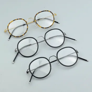 2020 značky okuliare, rám titán Žiadne skrutky, Bez zvárania Ručne retro okuliare muži ženy okrúhle okuliare oculos de grau
