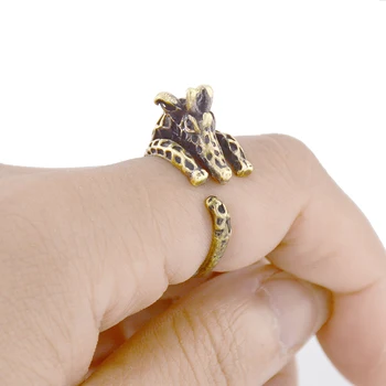 Retro Hippie Black Crystal Eye Žirafa Krúžok Mužov Polovice Prst Kĺby Zvierat Pár Snubné Prstene Pre Ženy Muži Móda Láska Krúžok