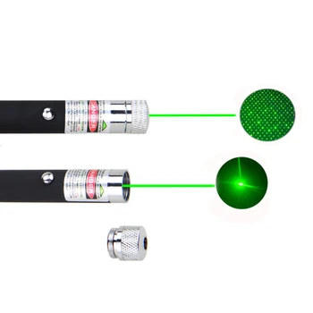 2 v 1 Dot&Hviezdičkový 532nm Zelená Lov Laserové Ukazovátko Nastaviteľné Zaostrenie Lazer Svetlo+plastové okno Horúce Na Vianočný Darček Zábava Mačka Chase