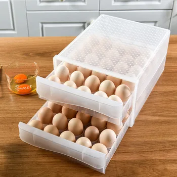 Dvojvrstvové 60 Oddelení Veľkou Kapacitou Vajcia Box Zásuvky Chladničky Plastové Úložný Box