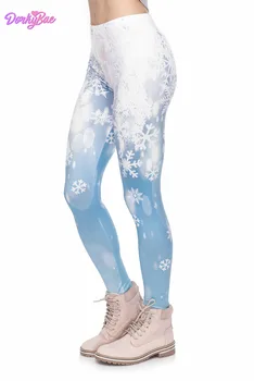 Vianočná Vločka Modrá Biele Sexy Športu polyester Legíny Push Up Módne Nohavice Vysoký Pás Ženy Athleisure Školenia Legíny